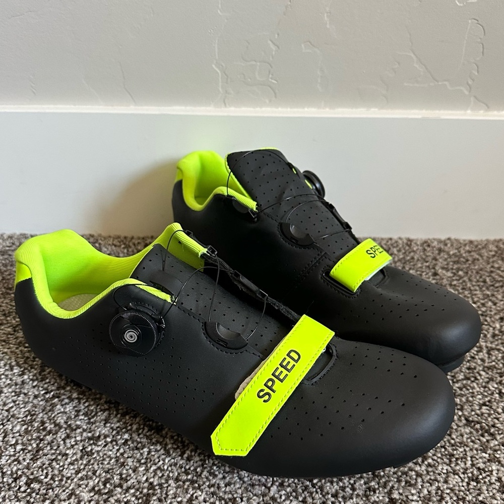 Road Bike Premium Microtex Cycling/Spin Shoes with Look Delta Cleats Size 45